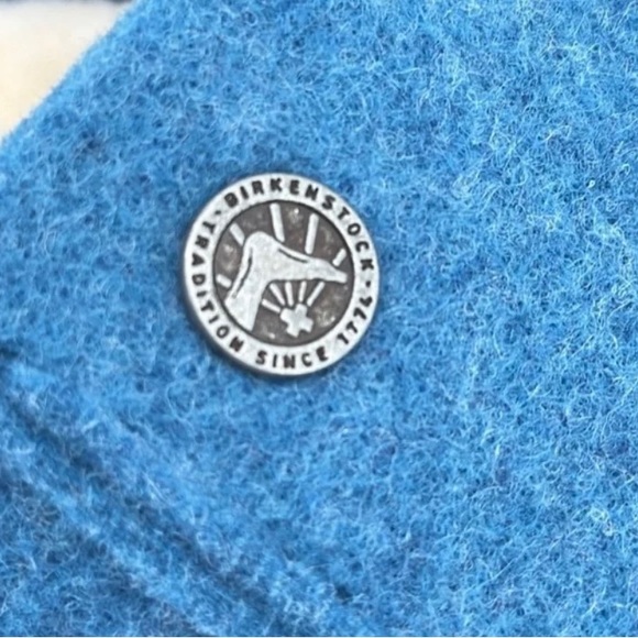 Birkenstock slip on clogs blue clogs faux shearling footbed Birks blue clogs 9 - Picture 11 of 14